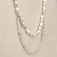 collier met witte parels uniek en edelsteen zirkoon
