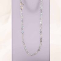 Labradoriet collier met witgoud
