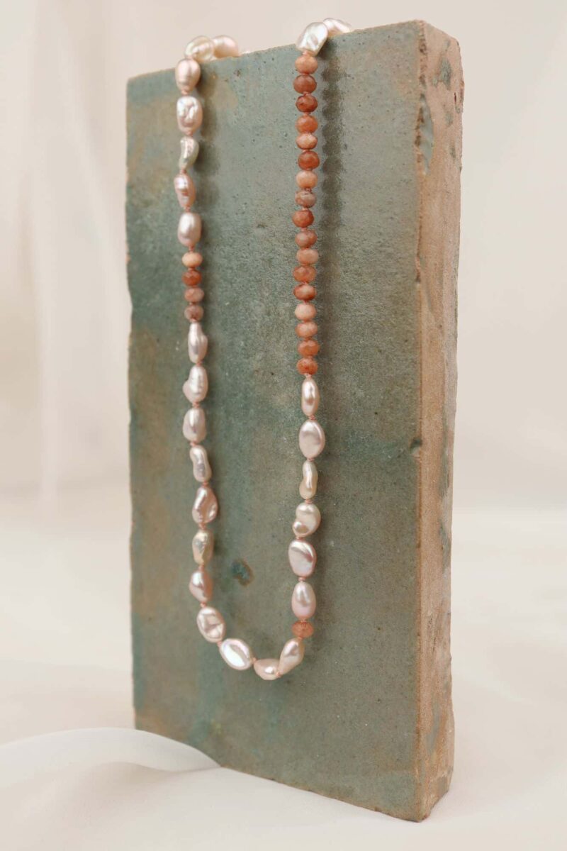Collier met keshi parels en jade goud - Afbeelding 2
