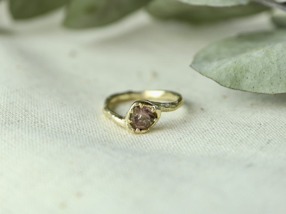 Gouden Ring met toermalijn driehoek - Afbeelding 3