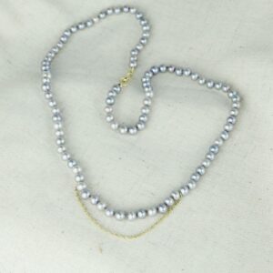 Grijze parelcollier met kettinkje - 14kt
