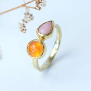 Mua - dubbel opaal ring 18kt - Zettingen 22kt