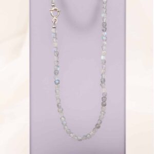 Labradoriet collier met witgoud