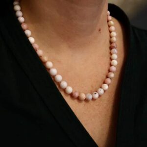 Collier pinkopaal gouden sluiting