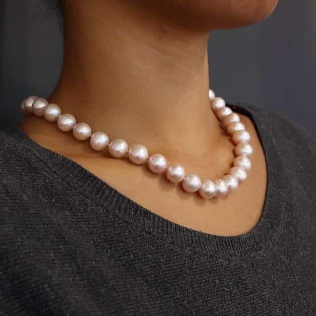 Roze parelcollier 18 karaats goud
