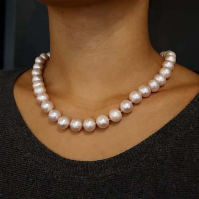 Roze parelcollier 18 karaats goud - Afbeelding 2