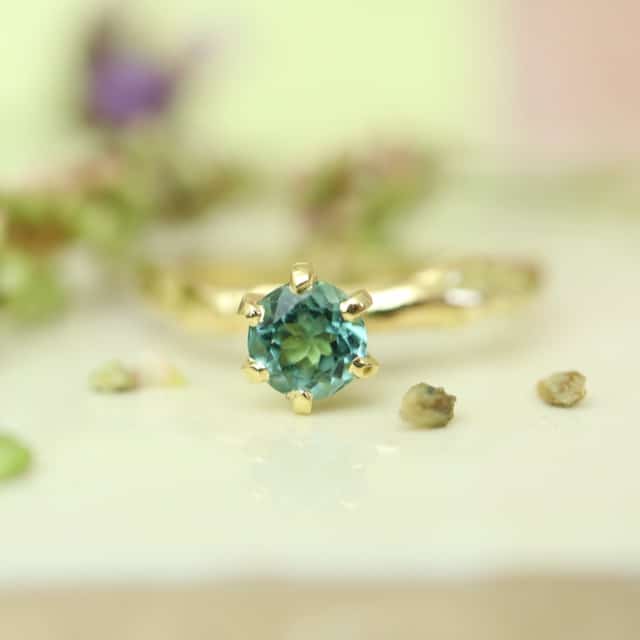 18 karaats gouden ring met paraiba toermalijn - Afbeelding 2